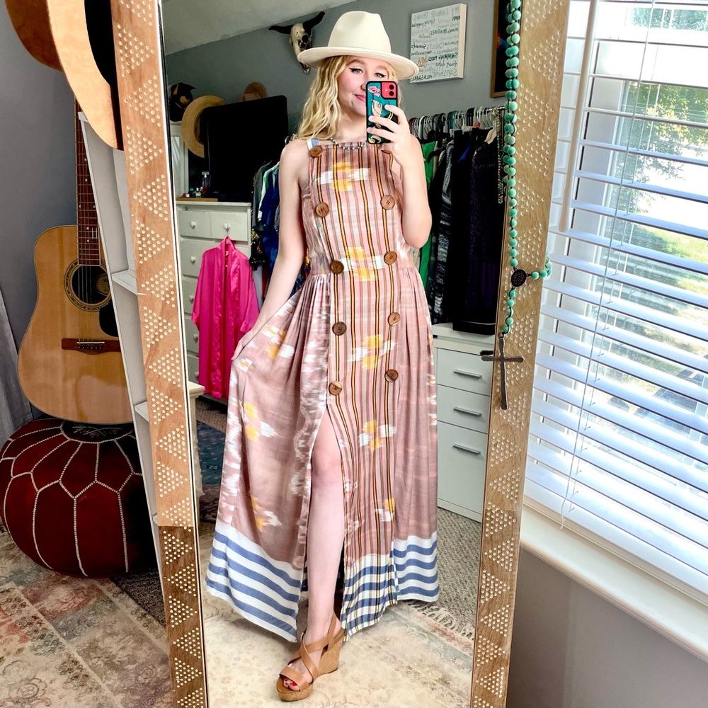 Anthropologie Vintage Bouquets Printed Maxi Dress